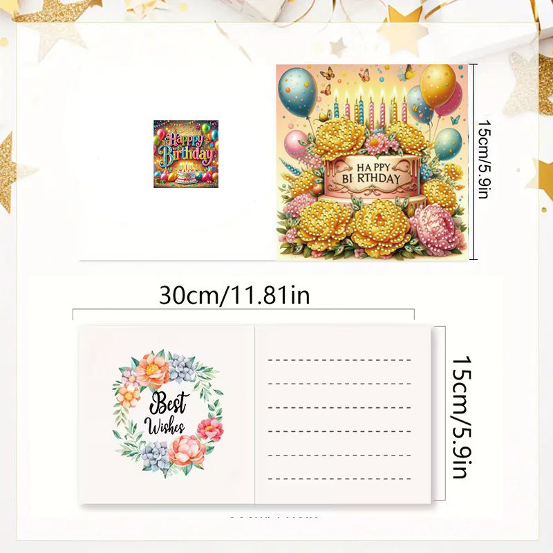 Kit de peinture diamant bricolage Kit carte d'anniversaire