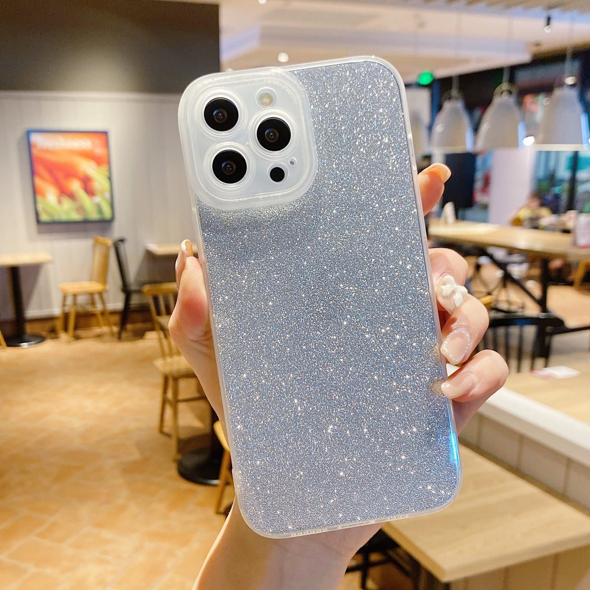 Étui téléphonique à glitter rectiligne