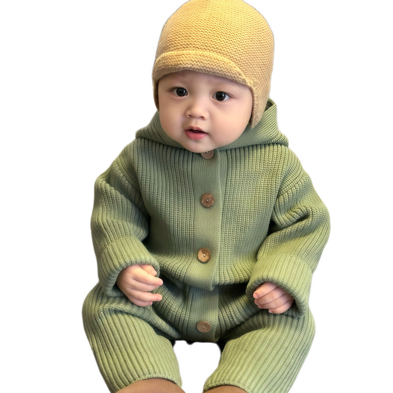 Bodysuit bébé Laine tricotée chaude Romper longue couture vêtements bébé