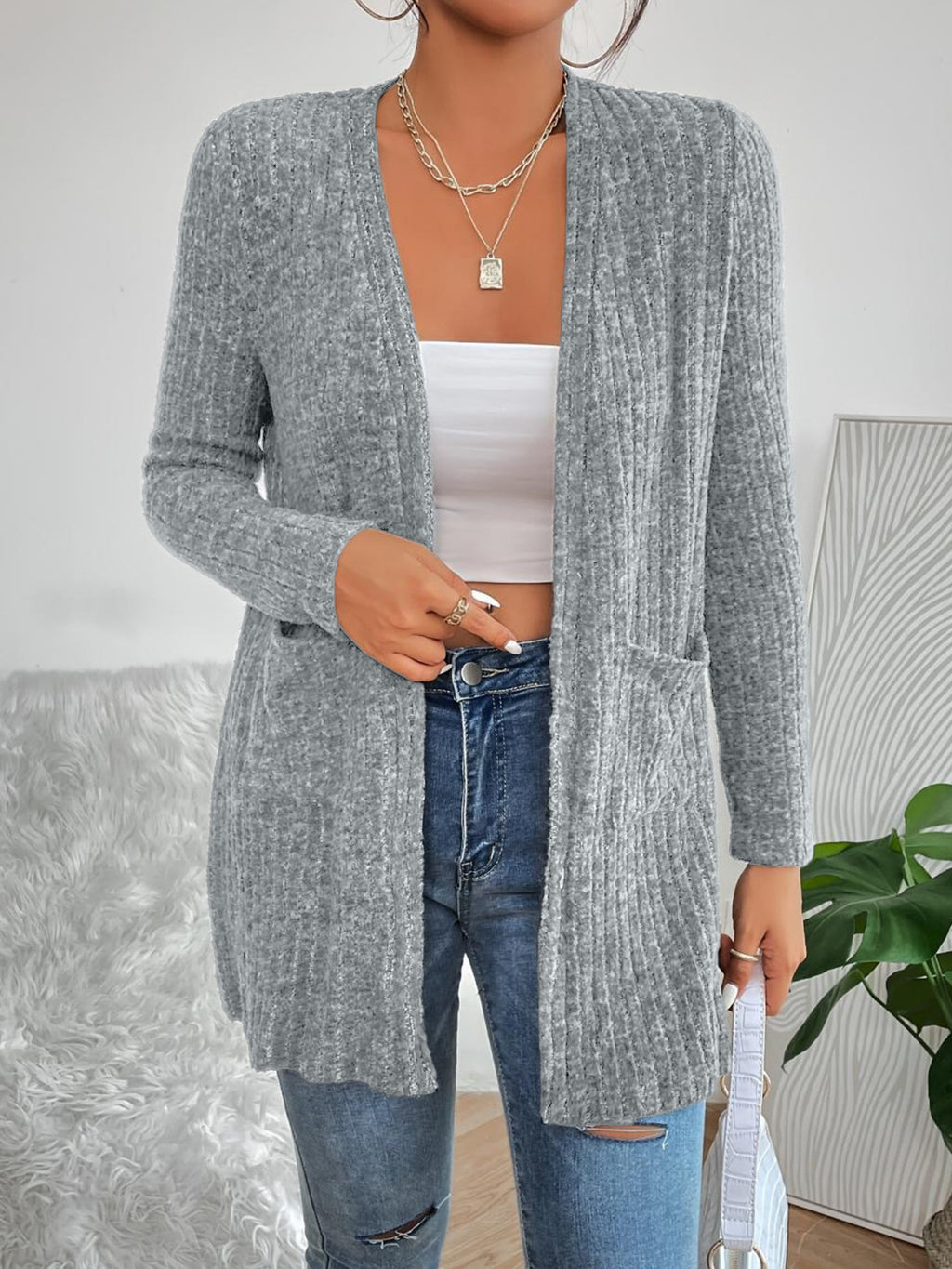 Cardigan à maille longue pour femmes