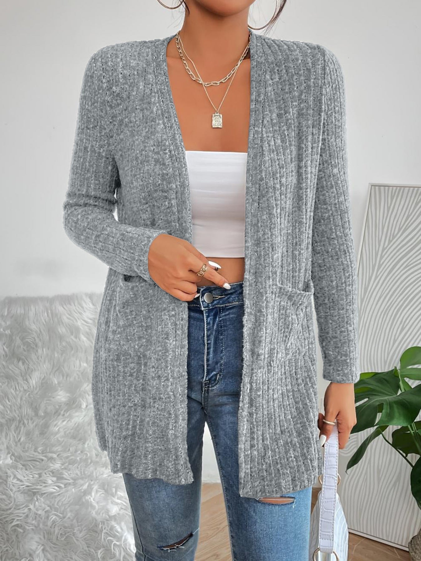 Cardigan à maille longue pour femmes