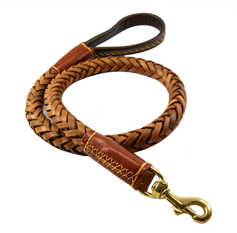 Grande corde de traction tissée de chien avec corde ronde épaisse en cuir