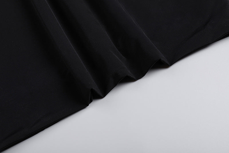 Sexy Backless Noir manches longues Hollow Flower Tassel Robe de décoration