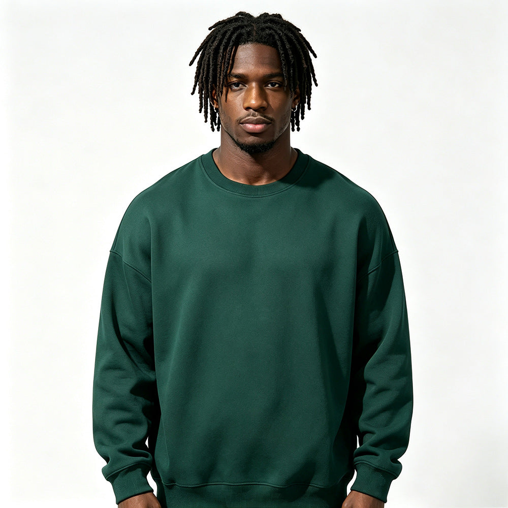 Veste de sweat-shirt à col d'équipage extra épais doublée de polaire