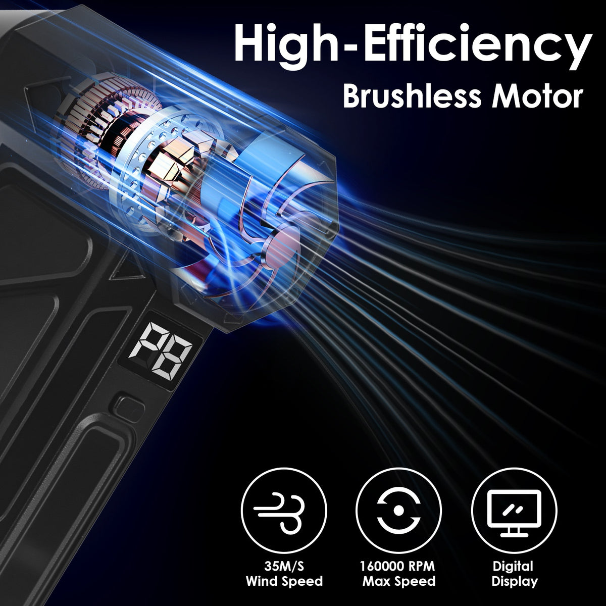 1Pc Compressed Air Duster with LED Light Vacuum Cleaner Max 160000RPM Speed for PC Keyboar