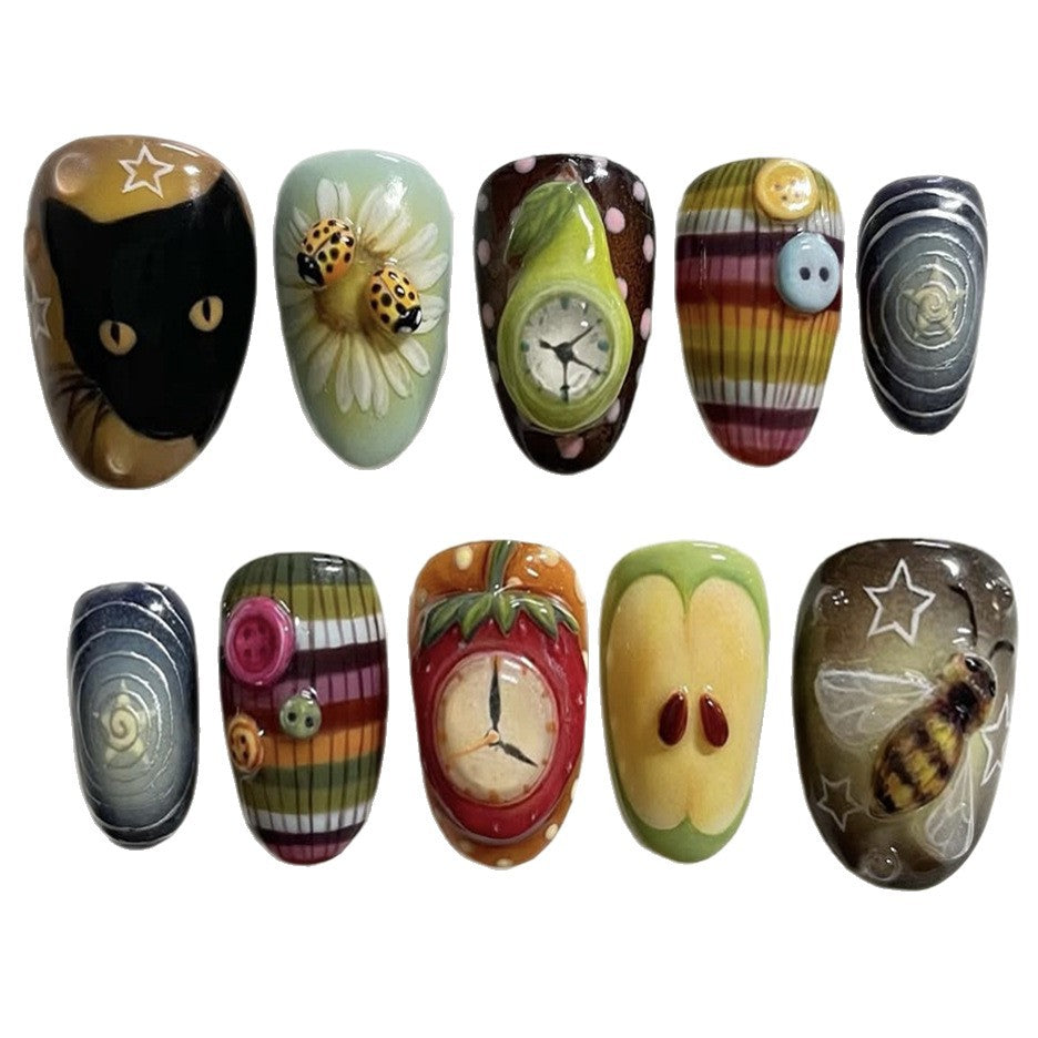 Faux amande Maximaliste Nails A Niche Y2K-inspiré Art-avant Subculture Tendance 24 pièces P