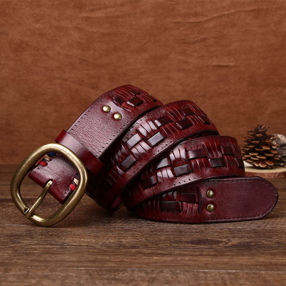 Ceinture en cuir de vache tissée à la main pour hommes