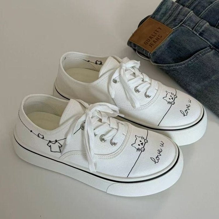 Filles Ours Toile Chaussures Soft Sole Été Brodé Paw Imprimer Sneakers Casual de semelle épaisse