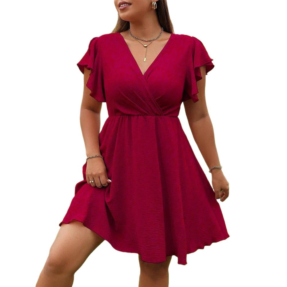 Robe femme col V avec manches volantes
