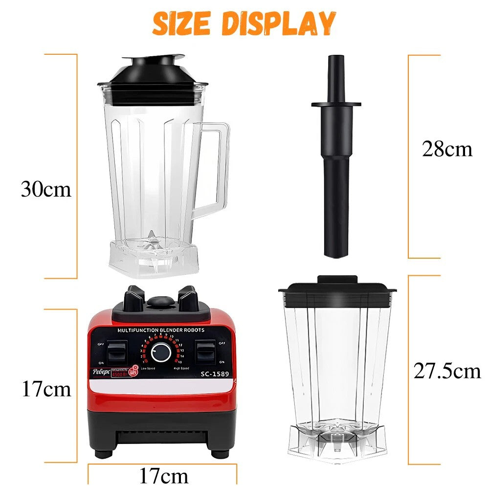 Commercial Blender 2xCups Food Processor Mixer Smoothie Juicer Glace Crusher Accueil