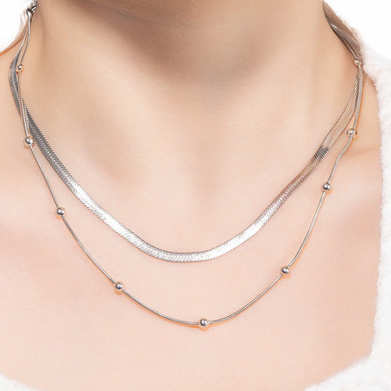 European And American Fashion Design Titanium Steel Flat Snake Chain Choker