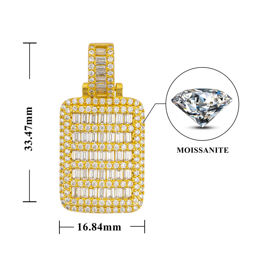 S925 Argent incrustation pendentif Hip Hop bijoux