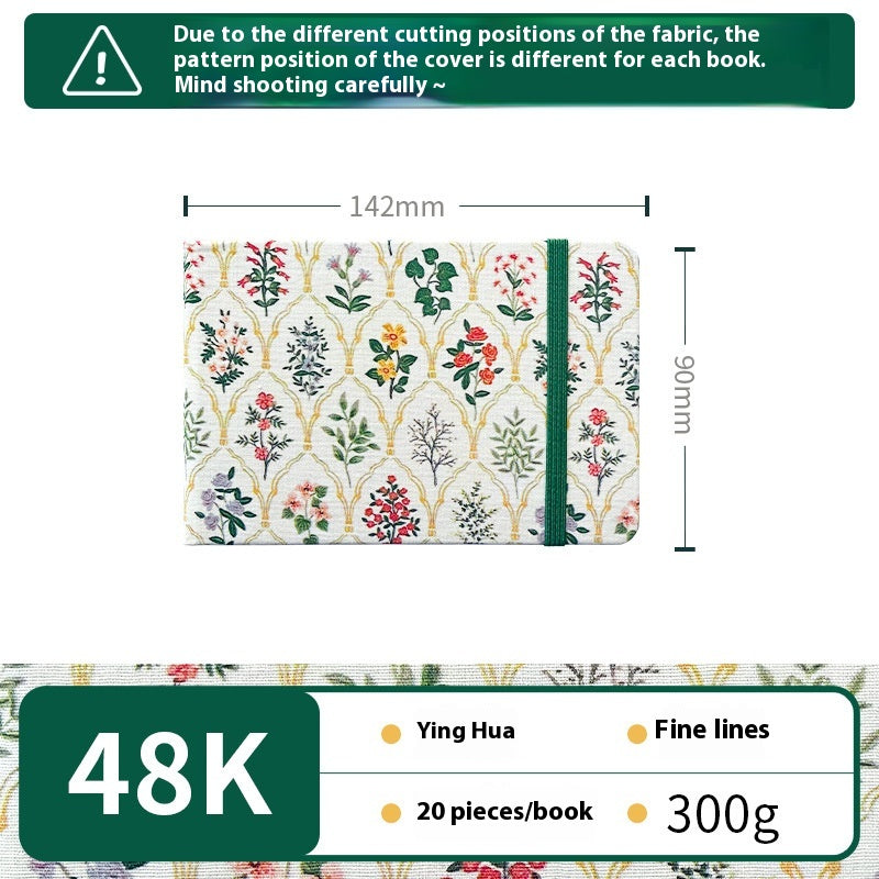 Feiluniao Aquarelle Notebook Tissu fait main Mini Portable Caractère Sketch Hand