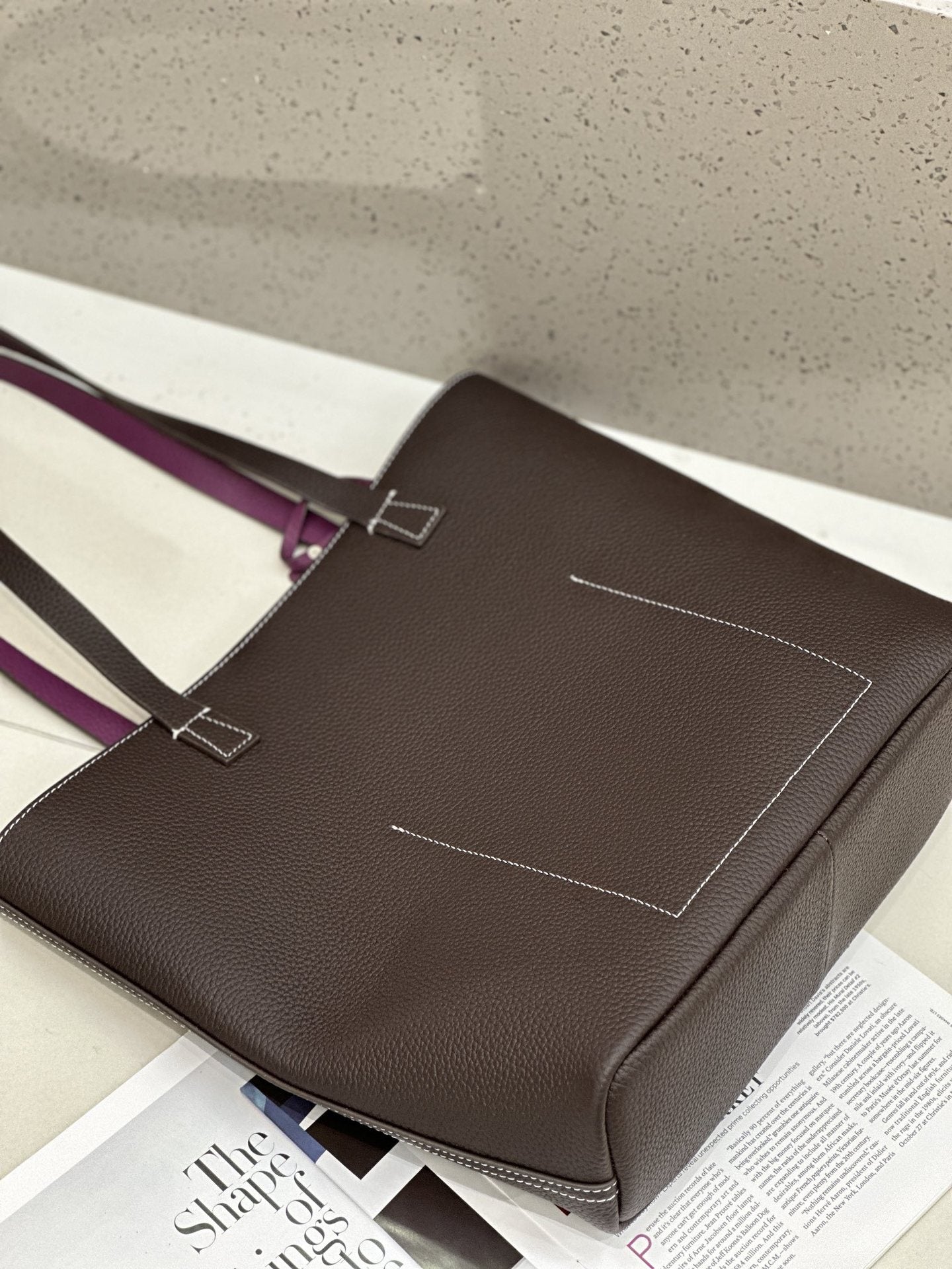 Sac à bandoulière double side style coréen TC Top Layer Sac à seau en cuir de vache Grande capacité ouverte