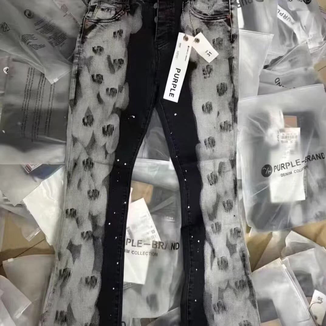 Pantalon de crayon mince d'arrivée avec un design d'Edgy splash-ink
