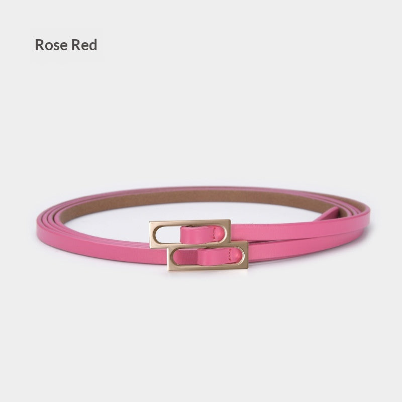 Ceinture en cuir casual rétro pour femmes avec double boucle