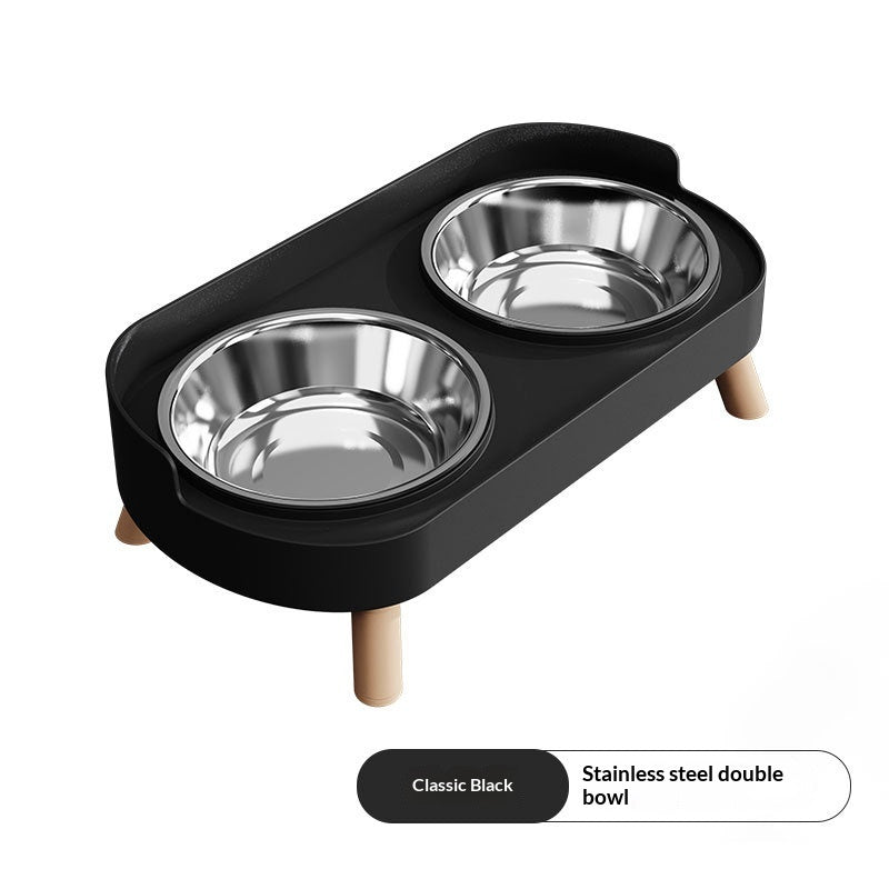 Dual-bowl Spill-proof Water-and-food-in-one Cat Bowl