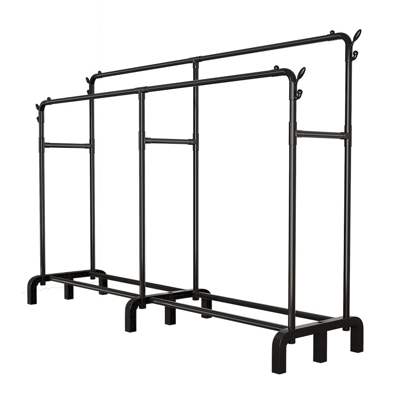180 Noir - Double Pole Double Row-upgraded et allongéFloor Standing Clothes Hanger