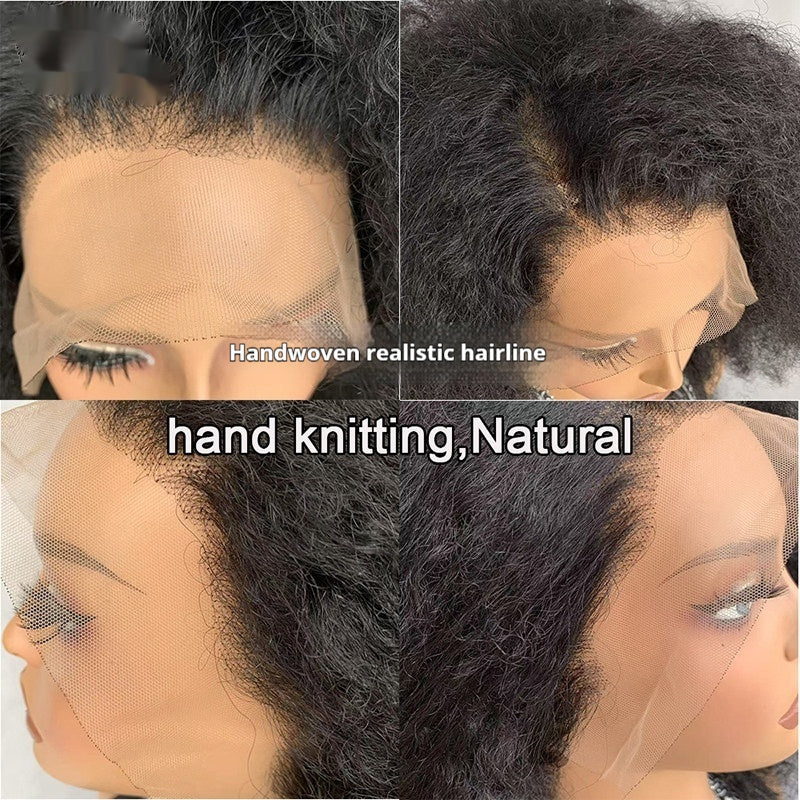 Afro Kinky Curly 80 Mélanger les cheveux humains Perruques Afro Kinky