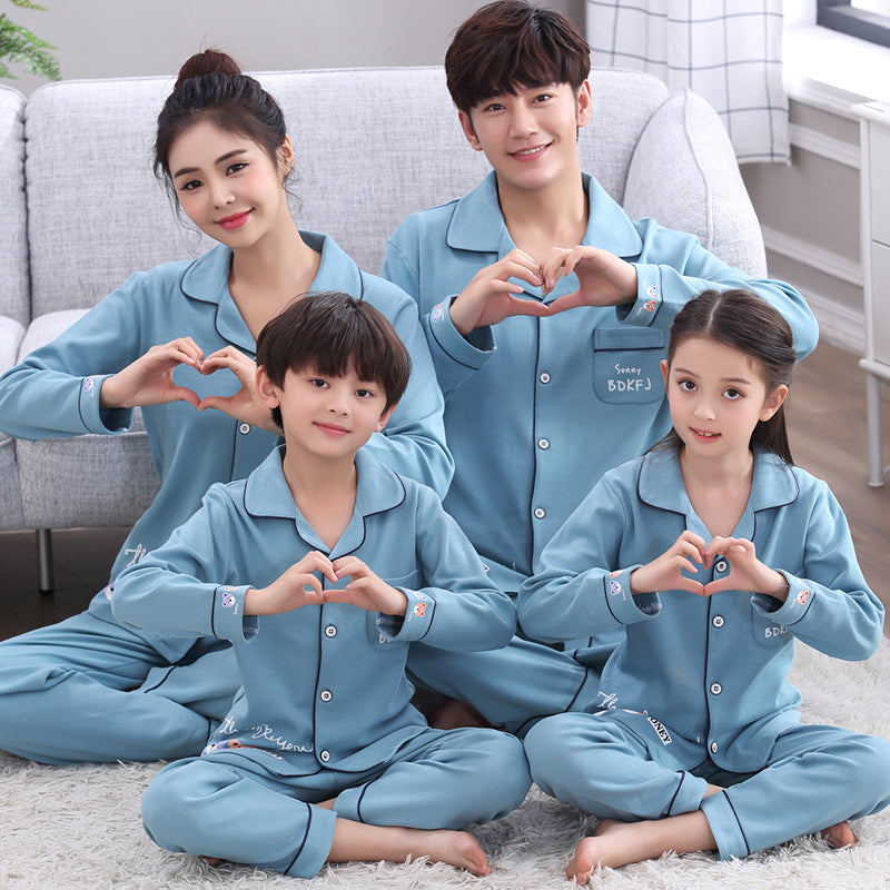 Coton Parent-enfant Pyjama Printemps et Automne Longue Manche Style mince