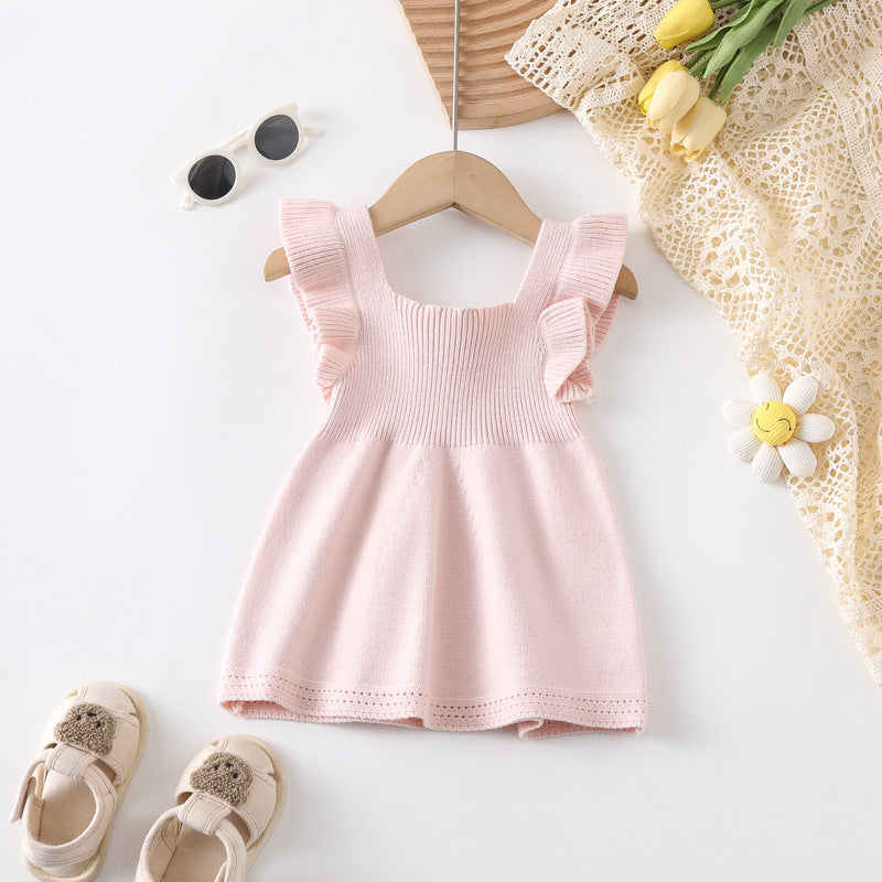Robe de selle à cordes de filles à manches volantes
