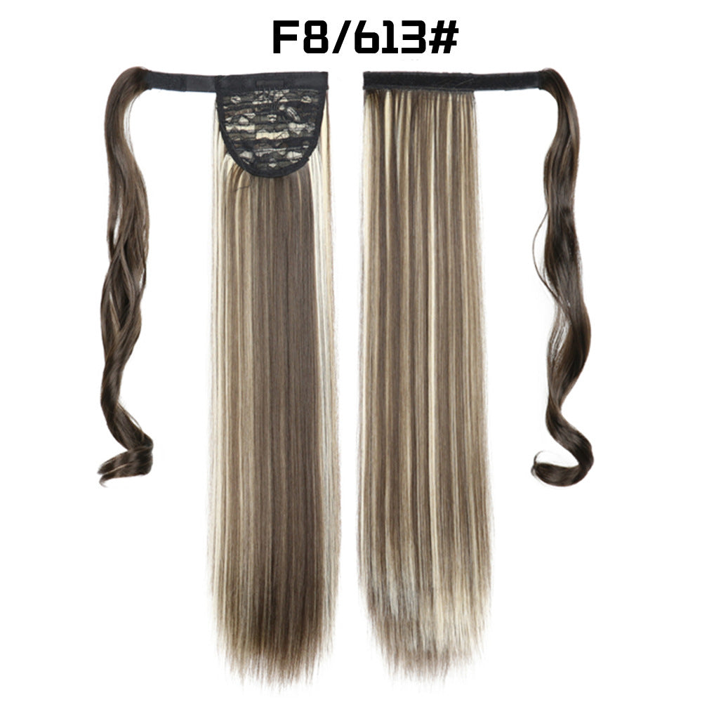 European And American Long Straight Cheveux Velcro Ponytail