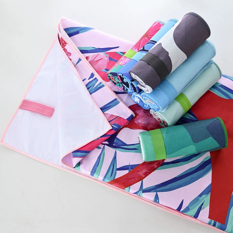 Serviette de plage en microfibre à double bord de corail