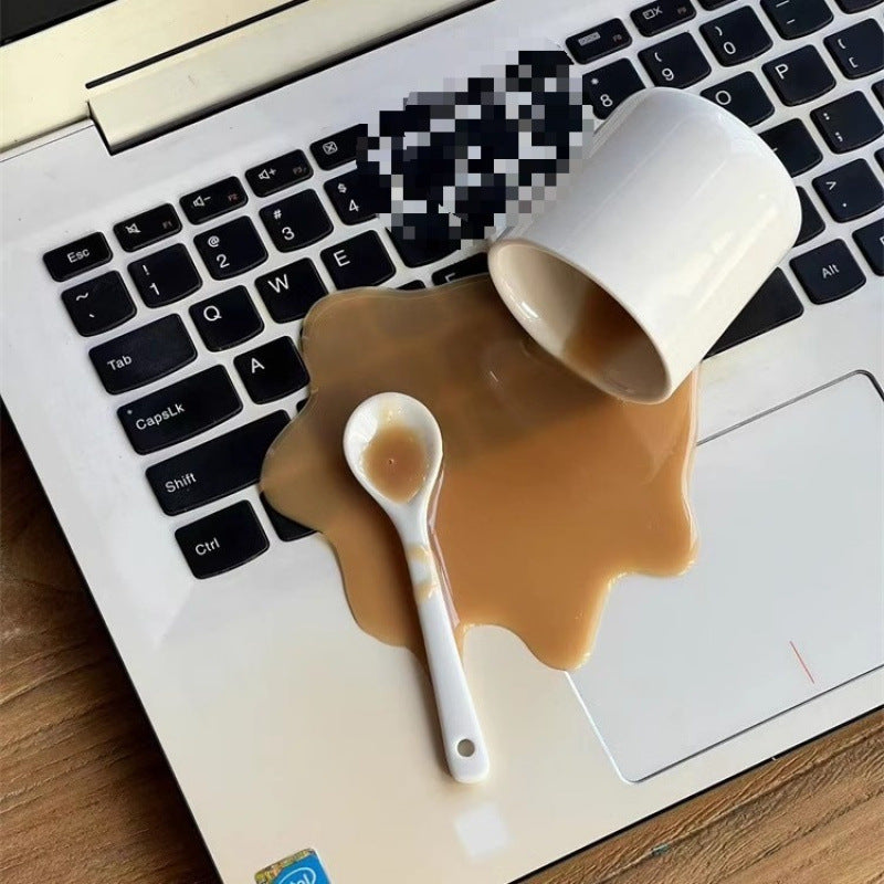 Spilled Coffee Decoration Funny Gift Mobile Phone Holder