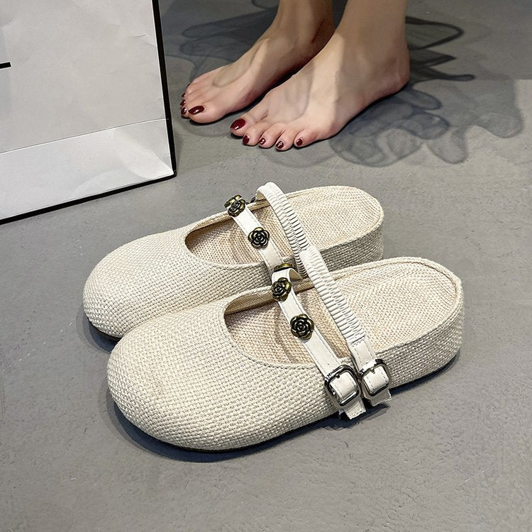 Platform Augmentation de la hauteur Woven orteil fermé Mules pour les femmes