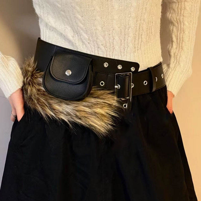 Accessoire de ceinture de patchwork pour femmes avec une poche de rouge à lèvres