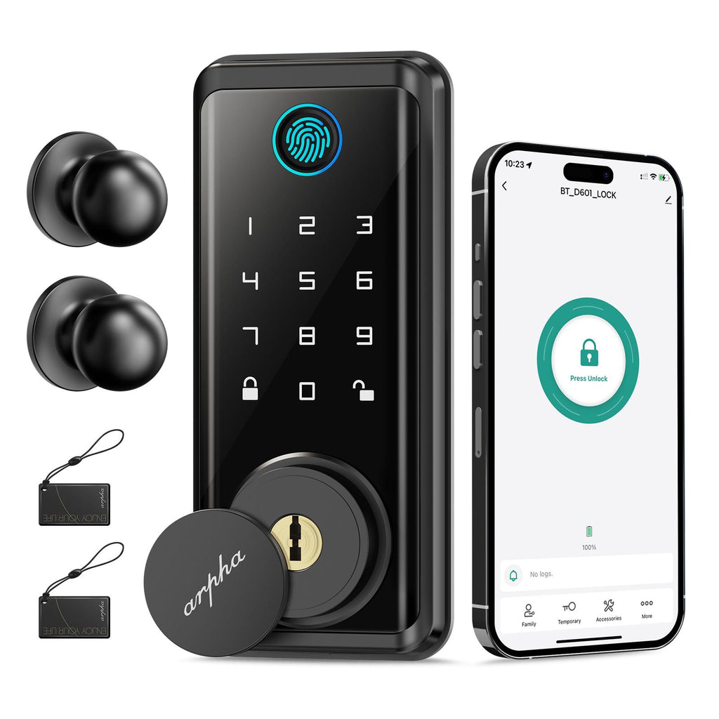 Verrouillage de porte d'entrée sans clé avec poignée de verrouillage avant contrôlé par l'application avec clavier automatique-Lo