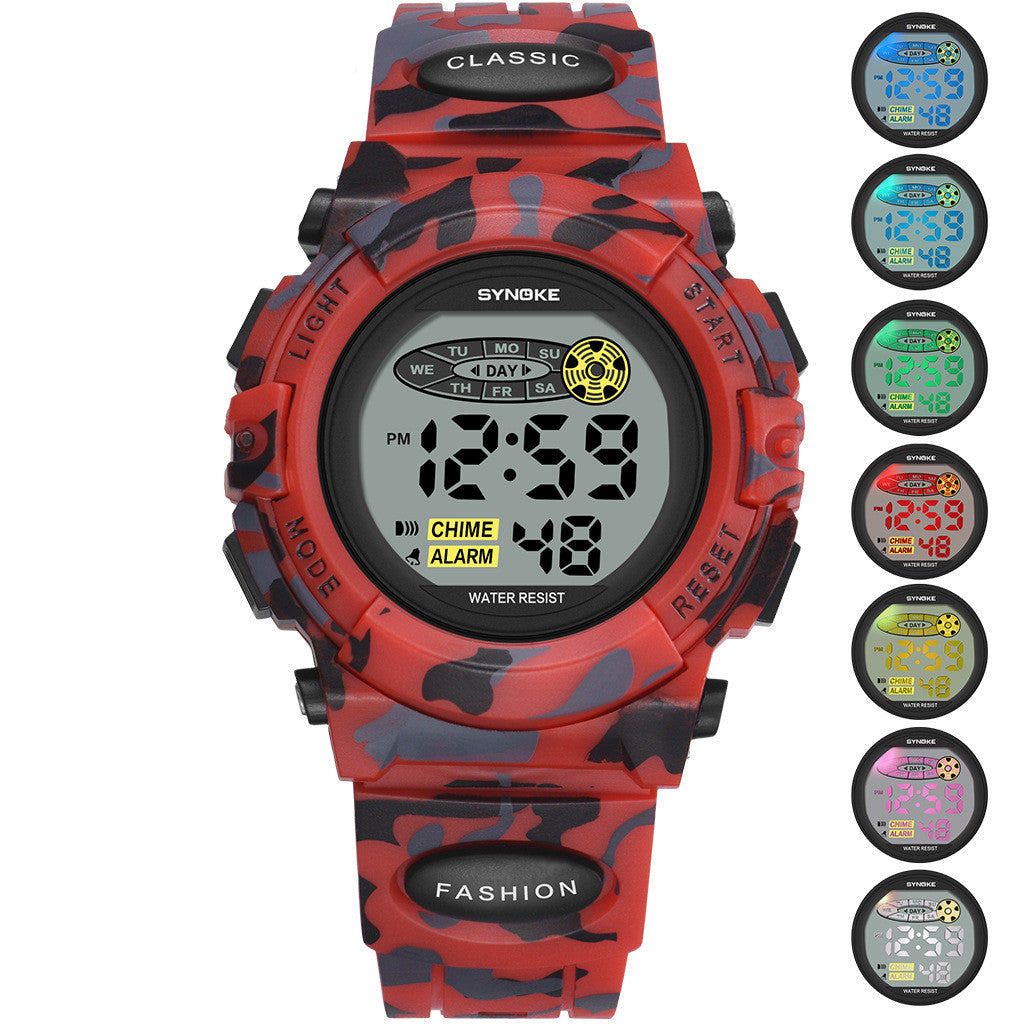 Colorful Luminous Étudiant Personnalité Camouflage Sports Watch