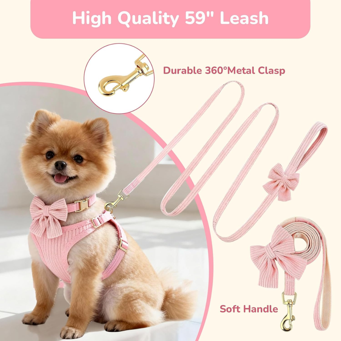 Small dog harness and leash set