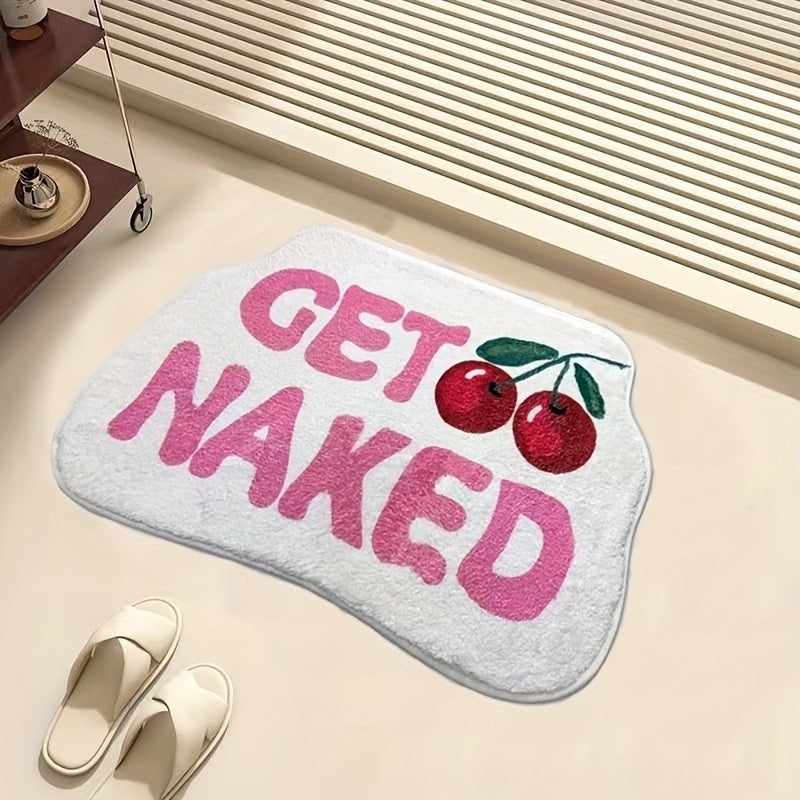 Imitation cartoon Cashmere Rug avec des lettres et des fruits Absorbant tapis de salle de bains