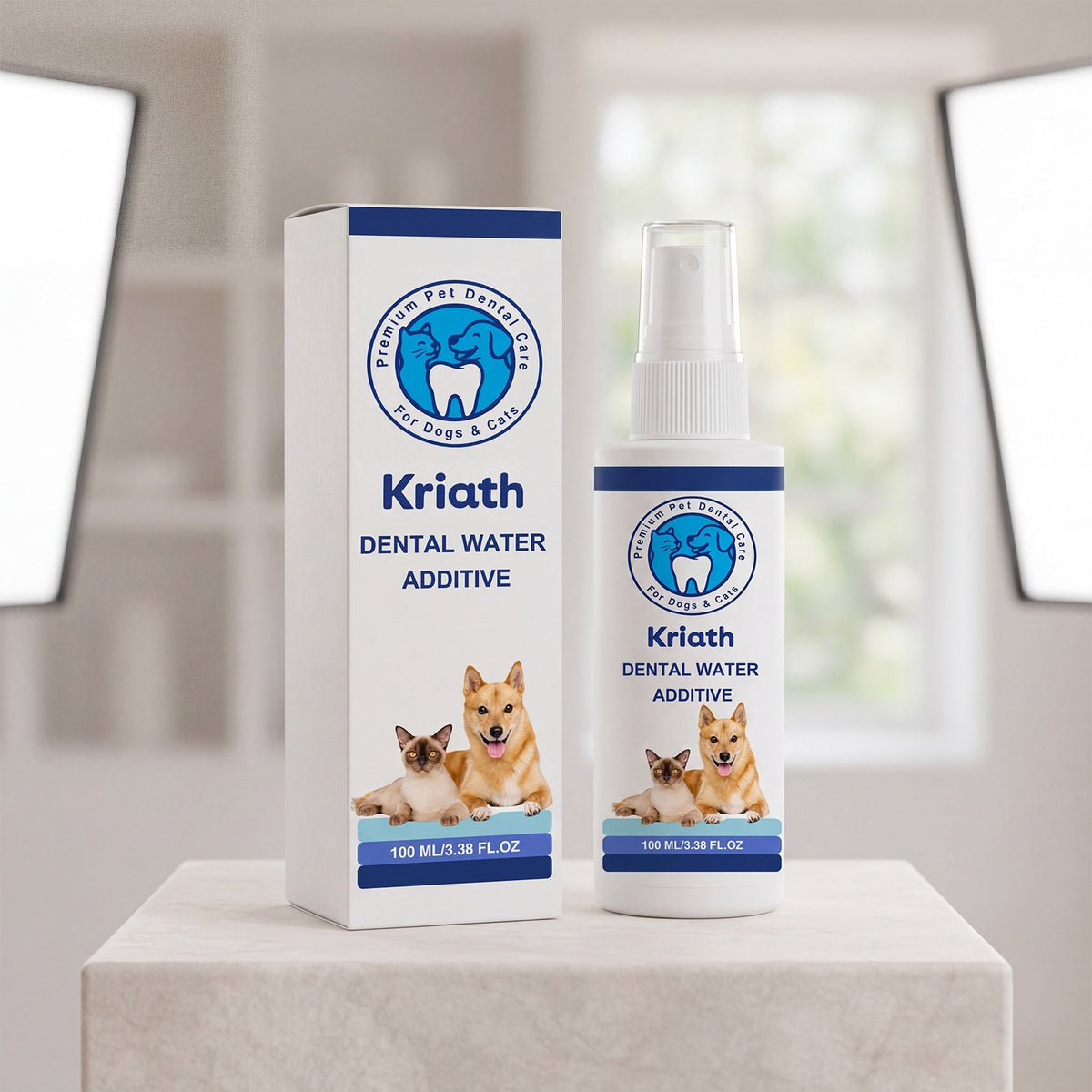 Kriath Pet Drinkable Mouthwash Gentle Formula Freshens Respiration Universal Oral Cleaning Prod