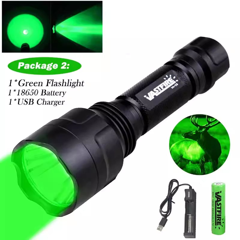 Puissante lampe de poche rouge C8 Tactical Vert Rouge Torche blanche