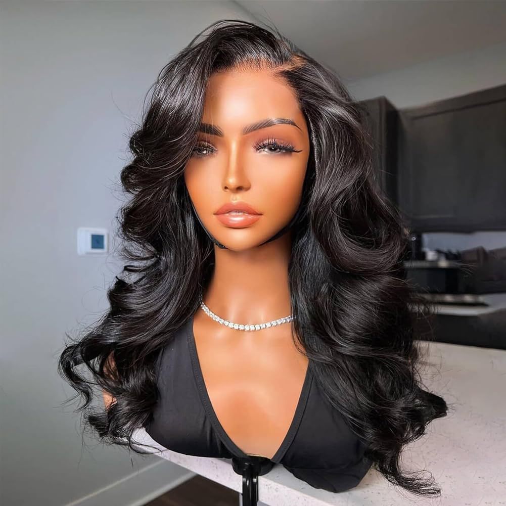 Wig Synthétique Long Noir de style européen et américain