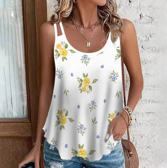 Femmes Imprimé Loose-fit Sexy élégant Spaghetti-Strap Top