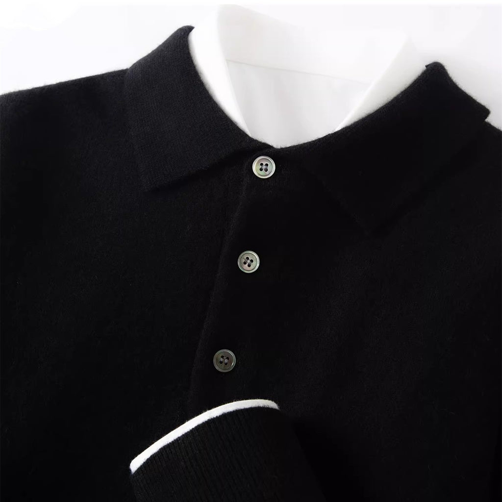 Hommes Polo-Neck Business-Casual Knitted Base Layer Arrivée