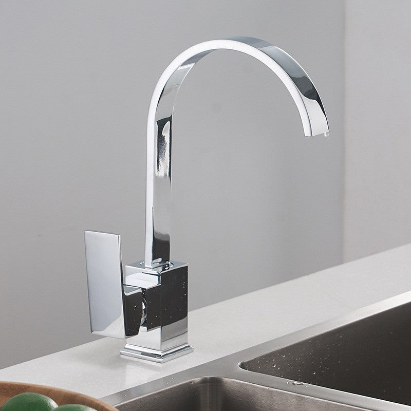 Chrome Kitchen Sink Mixer Tap Waterfall Single Lever Swivel Monobloc