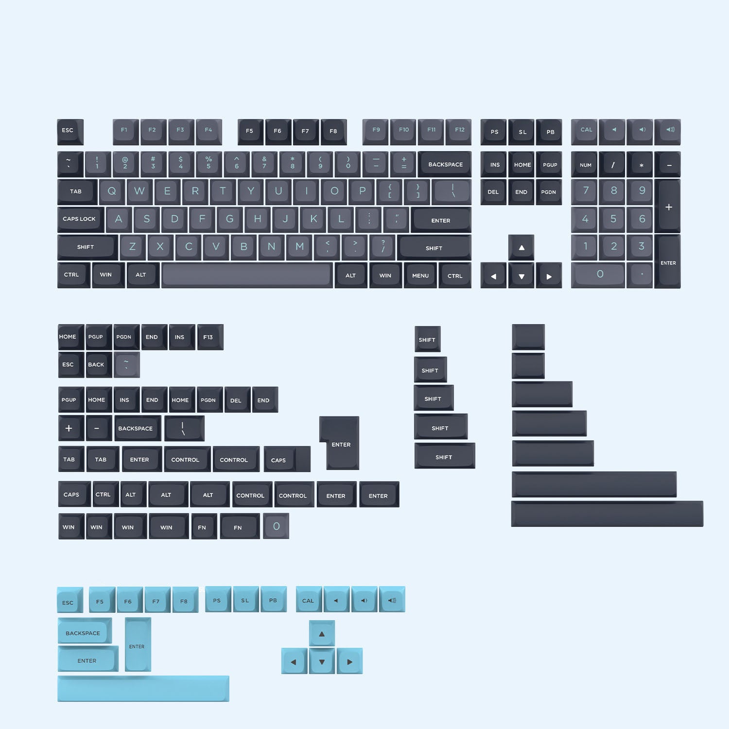 Clavier de jeu mécanique sans fil PBT de 184 clés