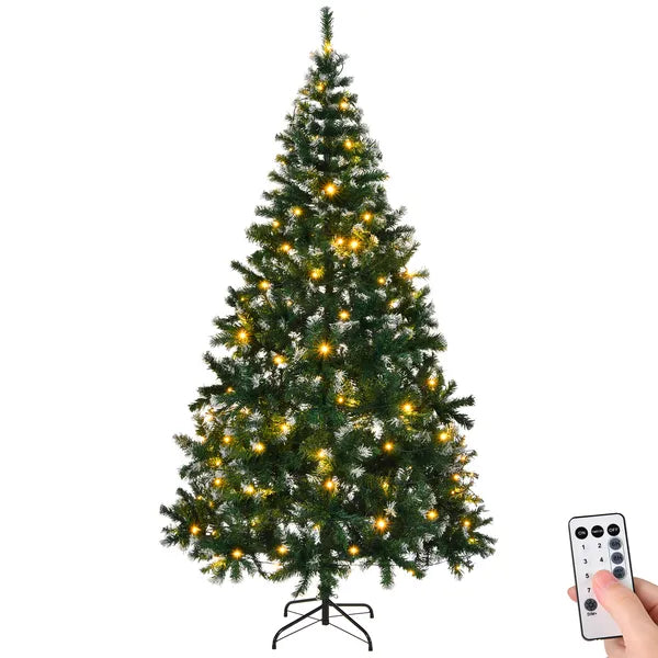 7 FT Arbre de Noël artificiel enneigé avec bricolage 150 lumières chaudes