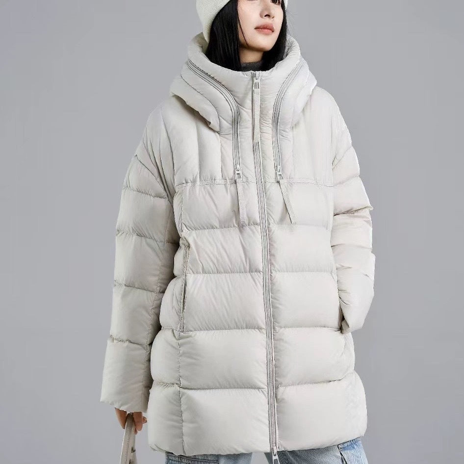 Mi-longueur Mode Loose-fitting Down Jacket avec Hood