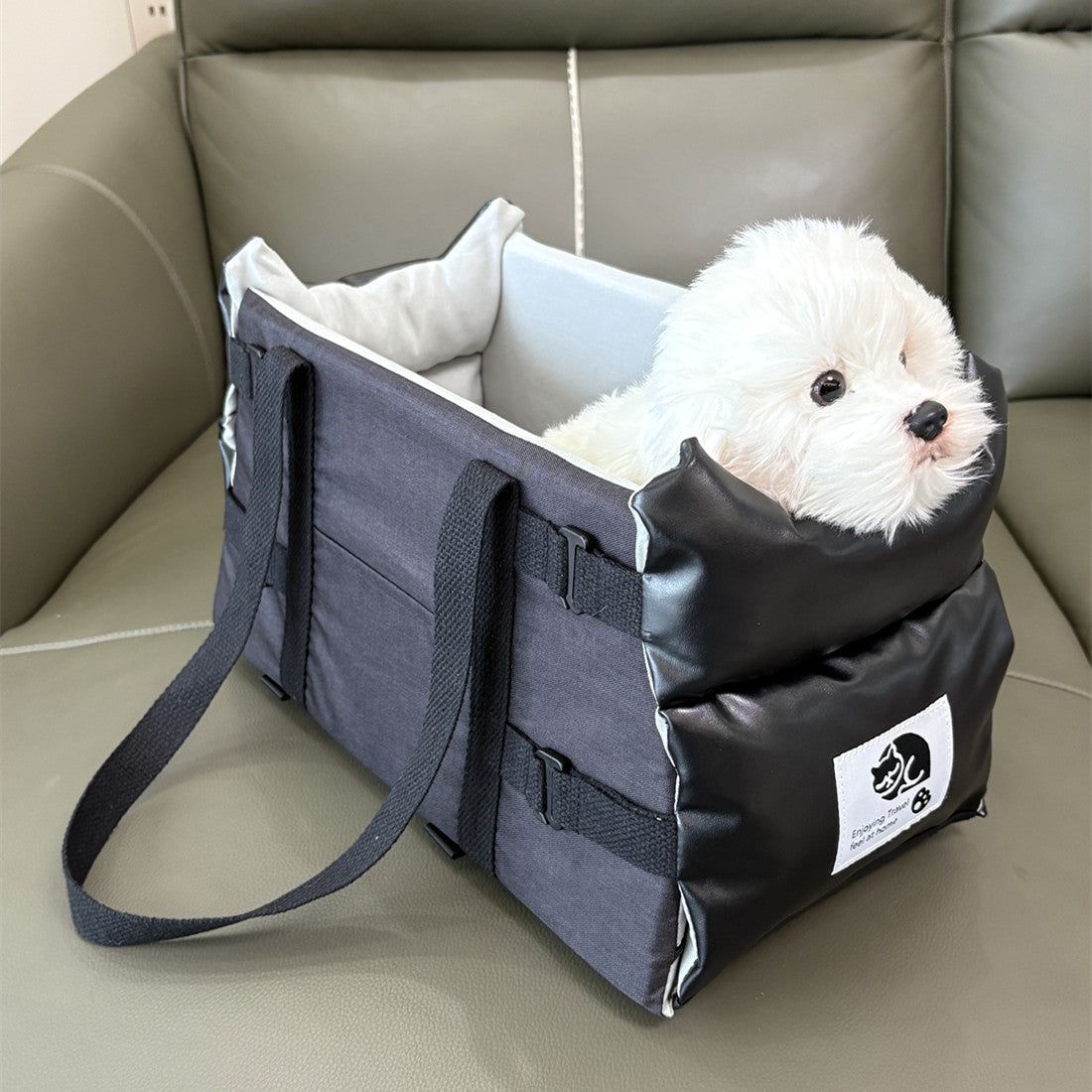 Lit de chien en cuir Cat Carrier et tapis de siège de voiture