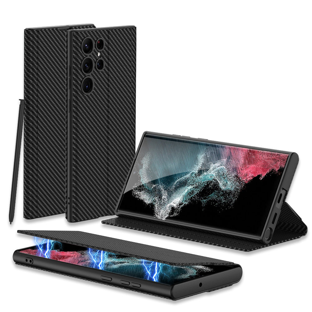 Boîtier de téléphone en cuir tout compris à aspiration magnétique à trous fins