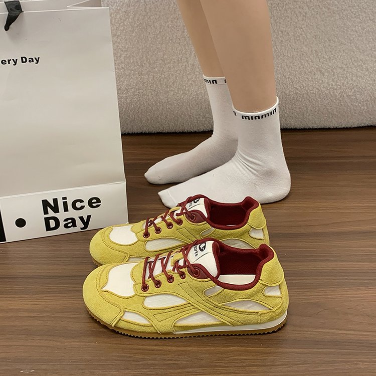Retro Style Couleur Blocked Round Toe Dentelle Up Allemand Chaussures de formation pour femmes au printemps