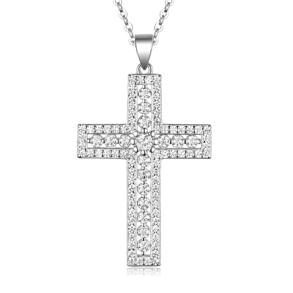 S925 Argent Sterling D Couleur VVS1 Moissanite Pave Collier Cross 45cm Platine plaqué GRA
