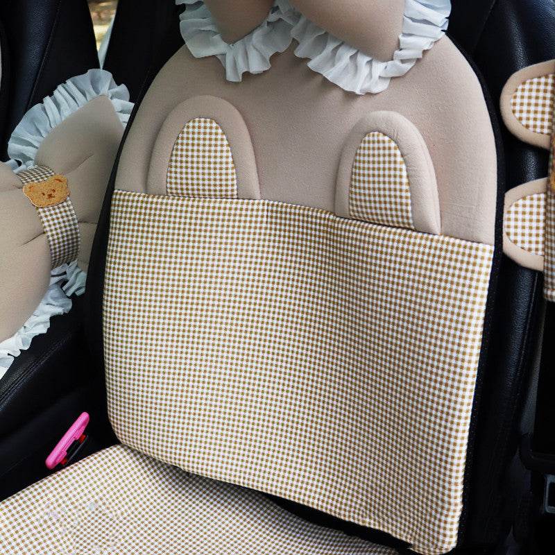 One-piece breathable pure cotton cartoon car linen fabric seat cushion