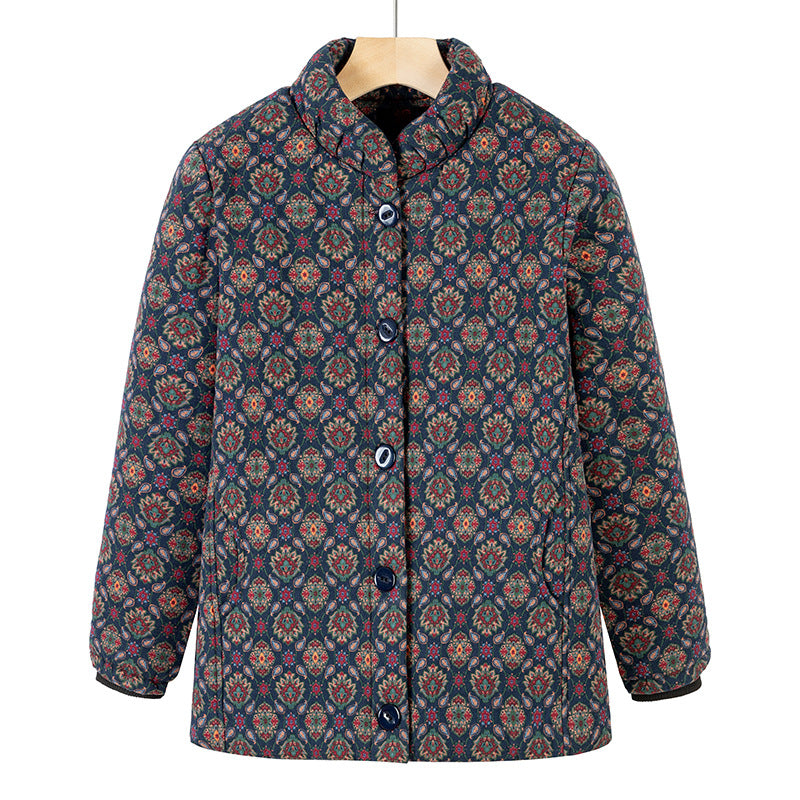 Manteau de coton épais avec collier pour personnes âgées et d'âge moyen