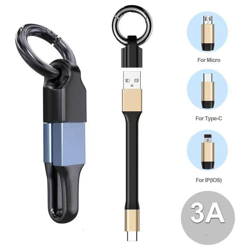 Câble de données à chaîne clé Courte ligne de charge rapide portable